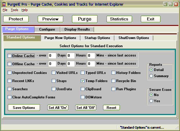 Professional edition of PurgeIE - Purge Cache, Cookies and Tracks for I. E.