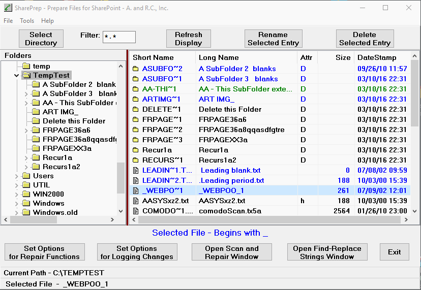 SharePrep corrects file and folder names.